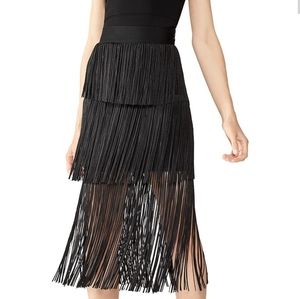NWT Herve leger Tiered fringe skirt in black
